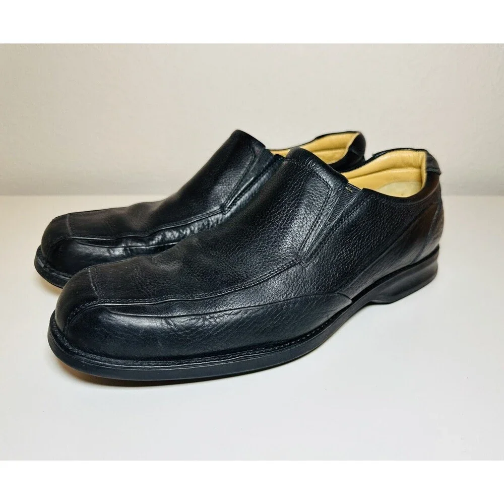 Johnston & Murphy Sheepskin Slip‎ On Leather Black Shoes 20-7615 Men's 10M
